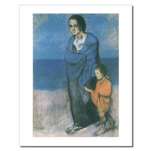 Poster Picasso - Mujer y niño frente al mar