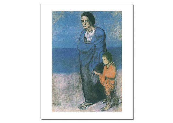 Poster Picasso - Mujer y niño frente al mar