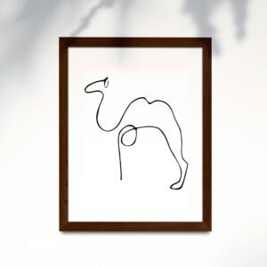 Poster de Picasso en papel estucado semi mate con marco roble oscuro. Obra: Camello.