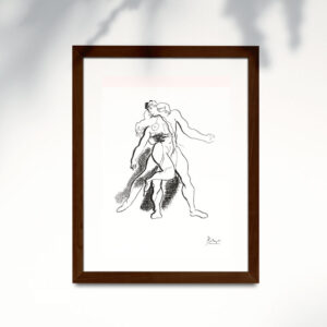Poster de Picasso en papel estucado semi mate con marco roble oscuro. Obra: Bailarines.