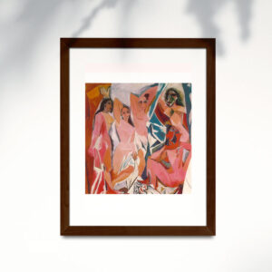 Poster de Picasso en papel estucado semi mate con marco roble oscuro. Obra: Señoritas de Avignon.
