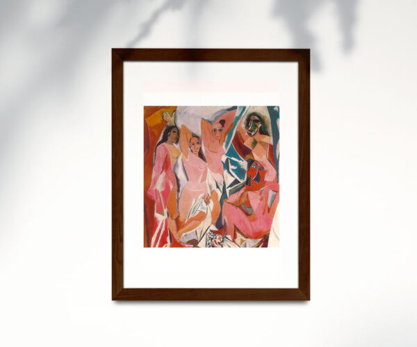 Poster de Picasso en papel estucado semi mate con marco roble oscuro. Obra: Señoritas de Avignon.