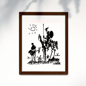 Poster de Picasso en papel estucado semi mate con marco roble oscuro. Don Quijote