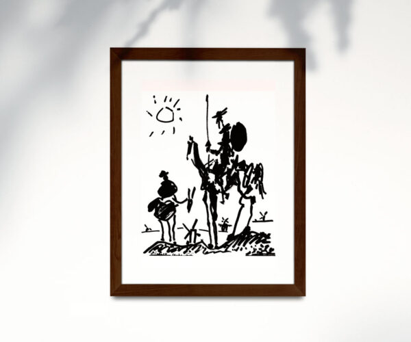 Poster de Picasso en papel estucado semi mate con marco roble oscuro. Don Quijote