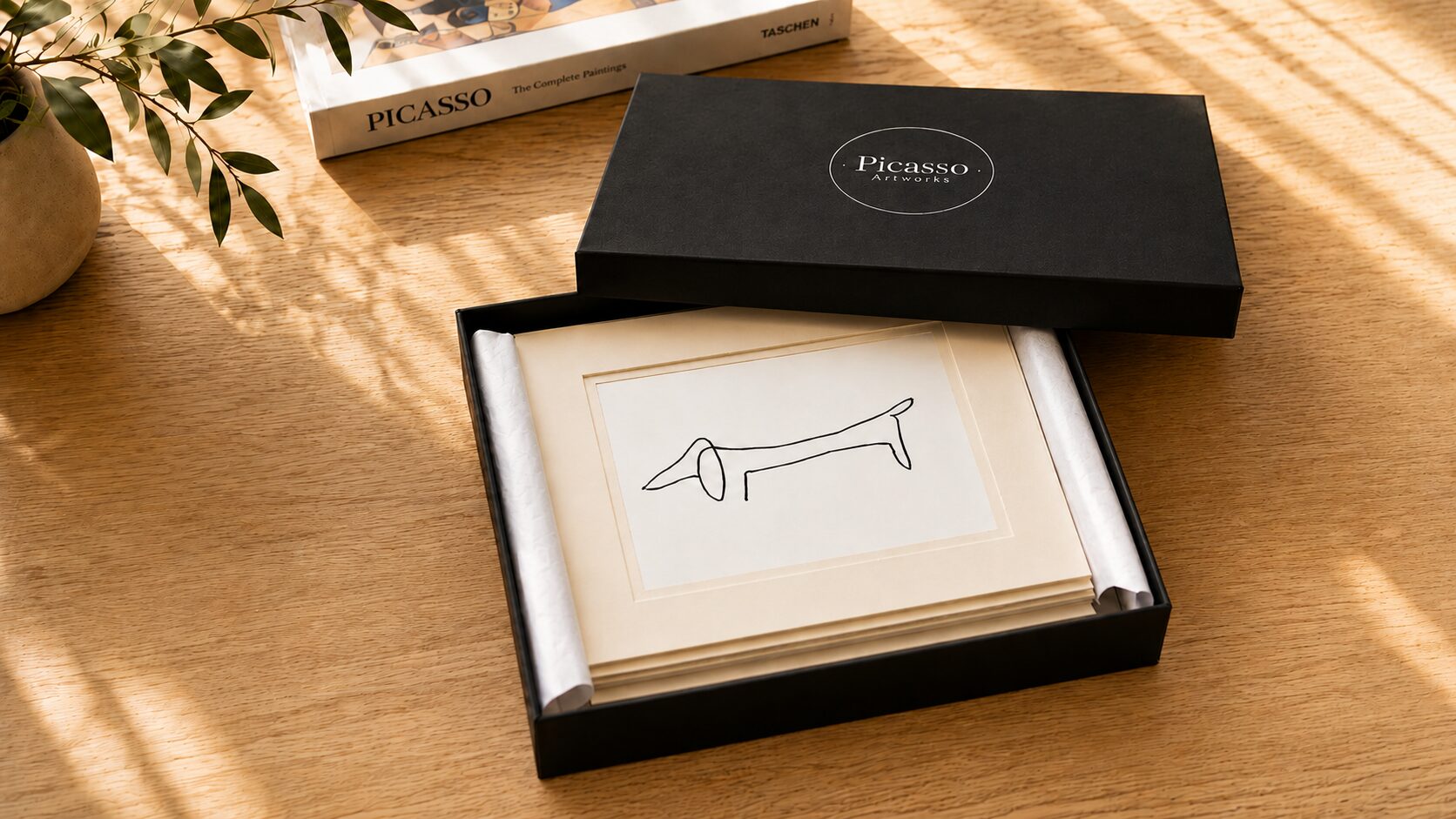 Set premium Picasso Artworks — caja deluxe con tres obras y doble paspartú